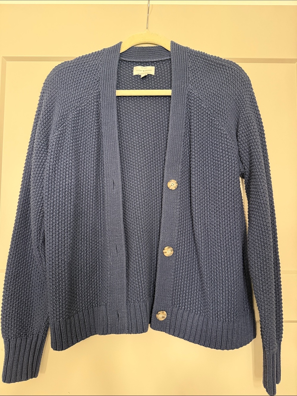Lucky Brand Slate Blue Chunky Knit Button-Front Cardigan